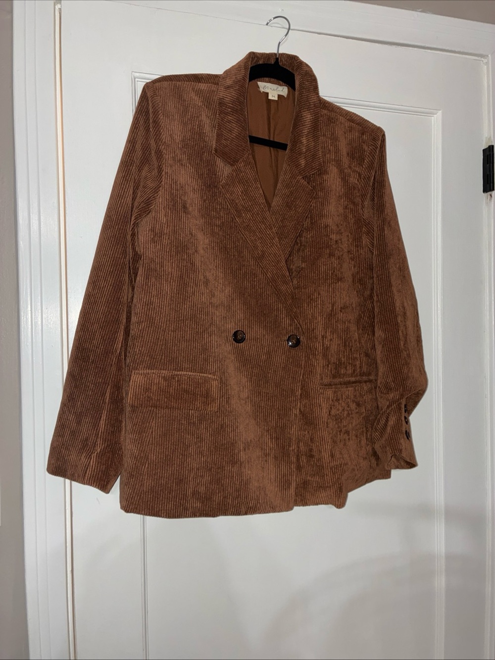 Marled Brown Corduroy Double-Breasted Blazer VTG 90s
